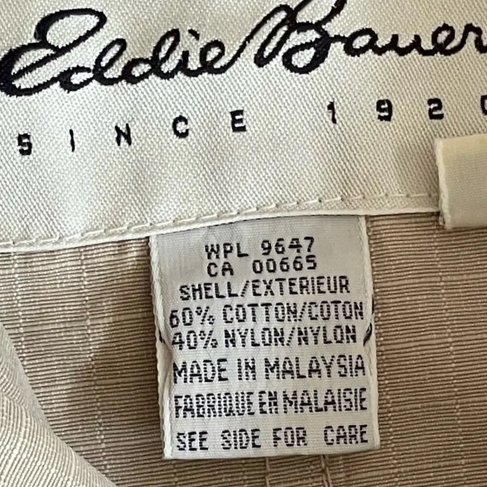 EDDIE BAUER men's jacket - lightweight beige hoodie size S- SMALL (oversized)